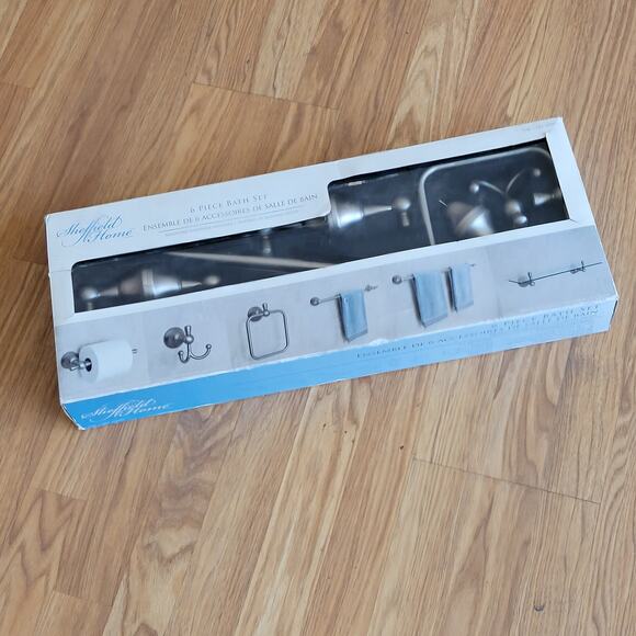 Sheffield Home 6 Piece Bath Accessory Set in Brushed Nickel Finish New - Picture 1 of 16